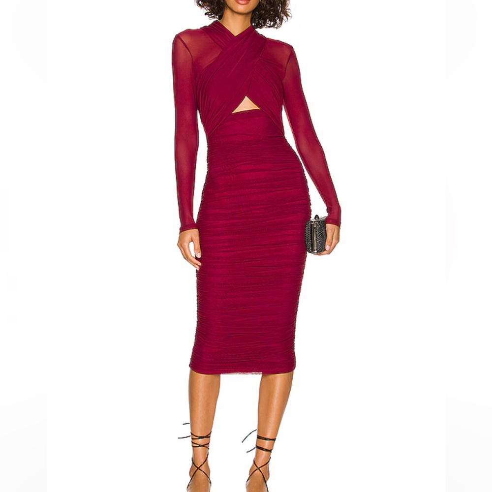 Bardot Deep Red Long Sleeve Dress